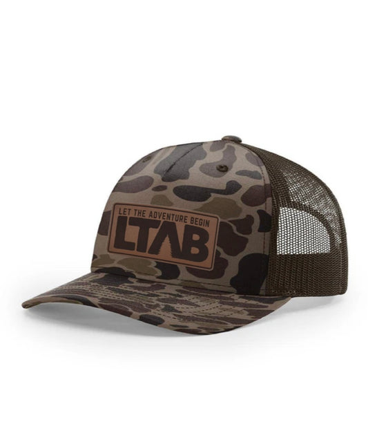 Old School Camo Leather Patch Hat