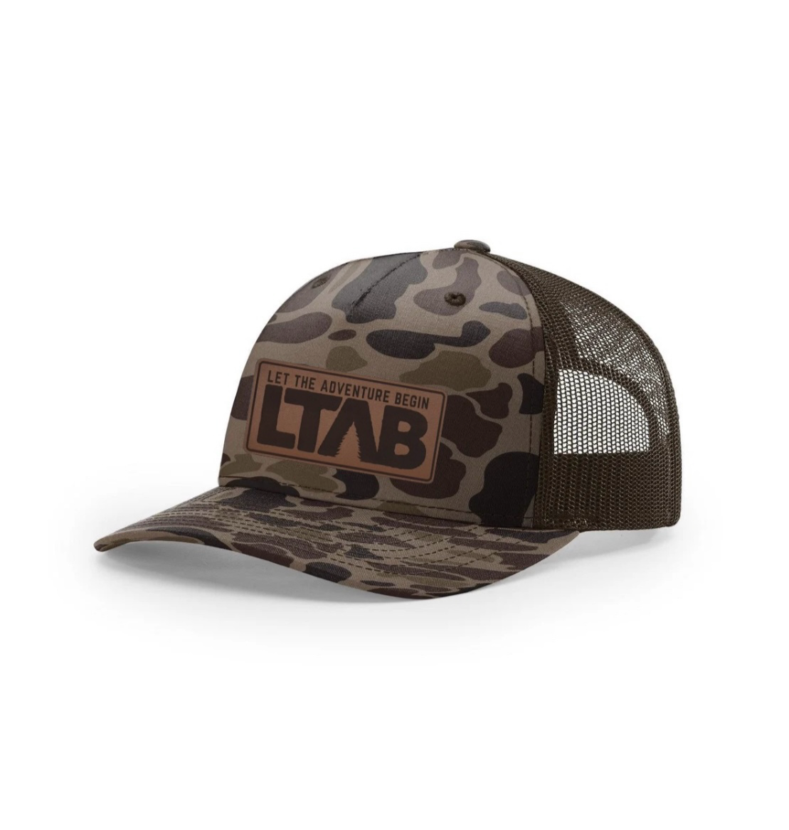 Old School Camo Leather Patch Hat